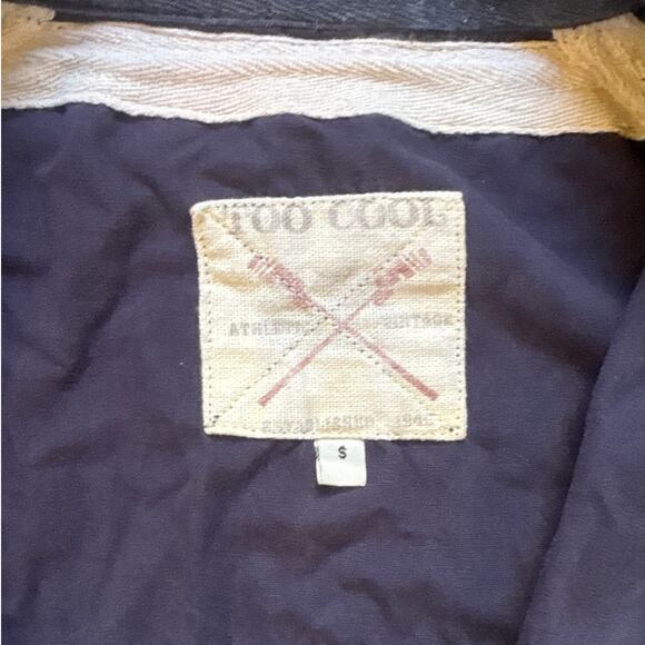 Too Cool Vintage dark blue American flag patch full zip bomber jacket SIZE S - Picture 3 of 6